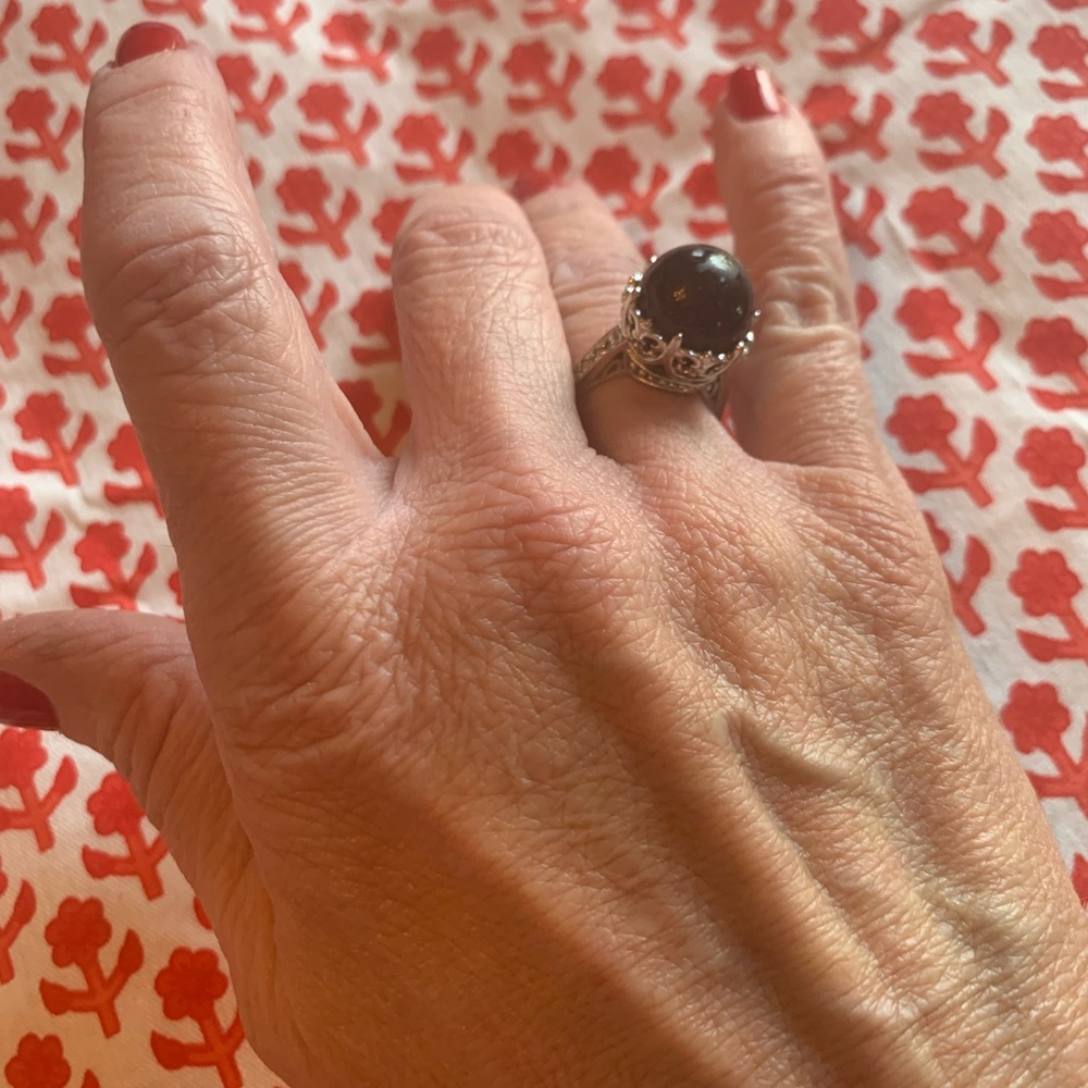 Black and silver statement Ring Sz 8
